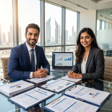 Internal audit team reviewing UAE business records