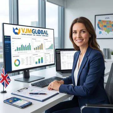 Online bookkeeping dashboard for a UK-owned business in the USA
