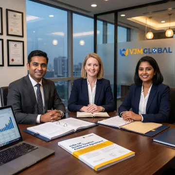 Consultants reviewing India-UK tax treaty planning documents