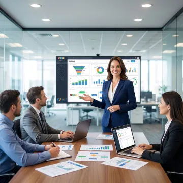 Consultant presenting Zoho implementation strategy to business stakeholders