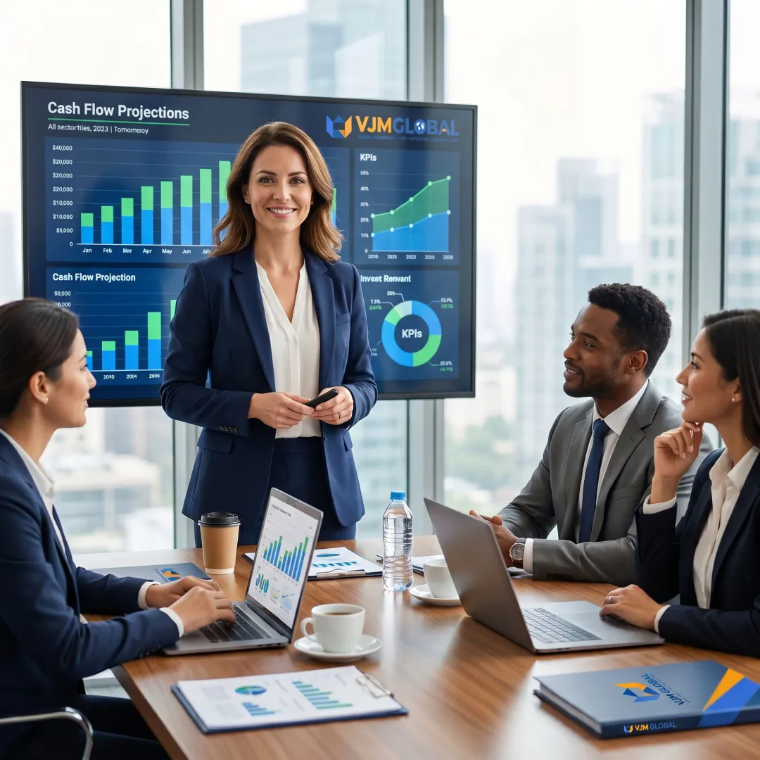 Outsourced CFO consultant presenting financial strategy