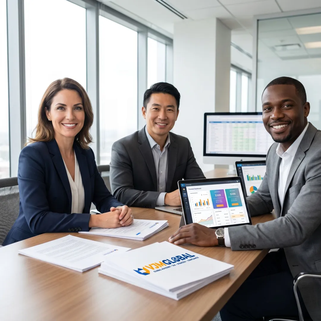 Business team reviewing accounting costs
