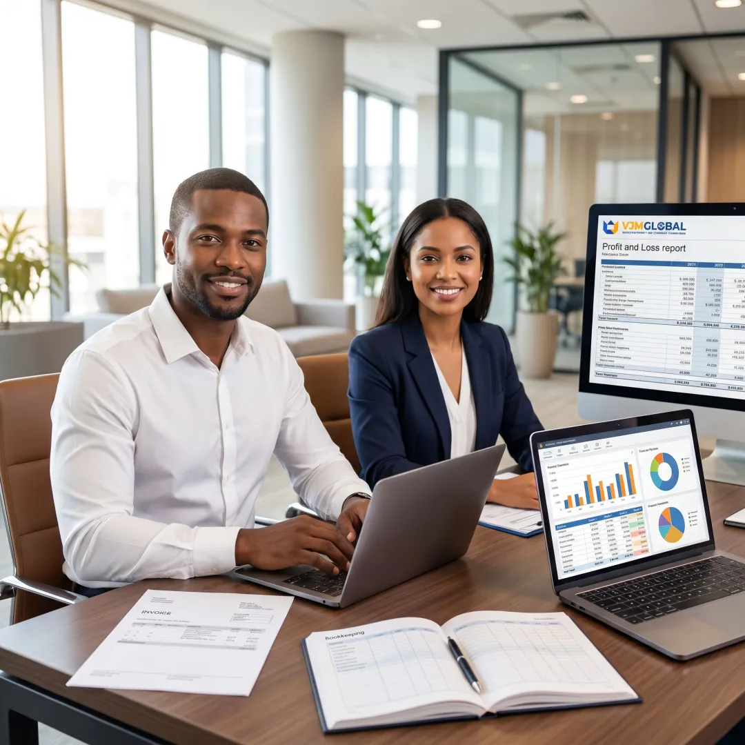 Startup accounting team reviewing financial reports