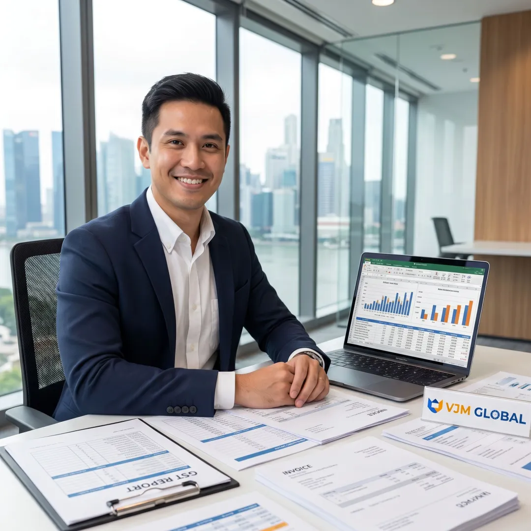 Accountant reviewing GST records for a Singapore business
