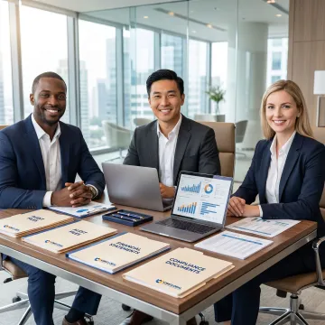 Audit outsourcing team reviewing financial reports