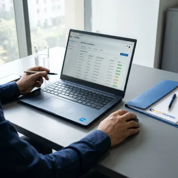 Accounts payable process workflow on laptop