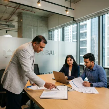 Accounting team reviewing cloud financial reports