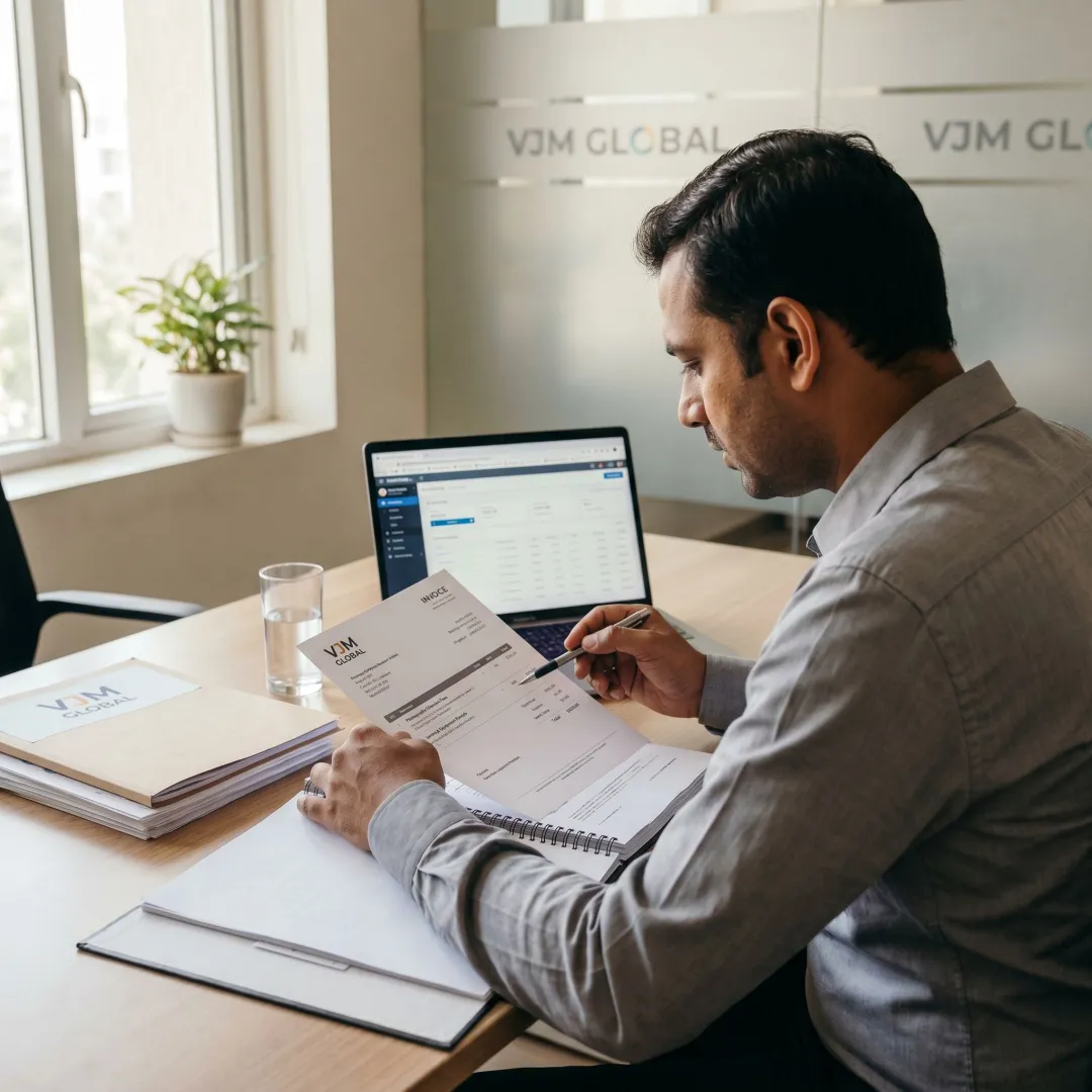 Accountant organizing photography business records