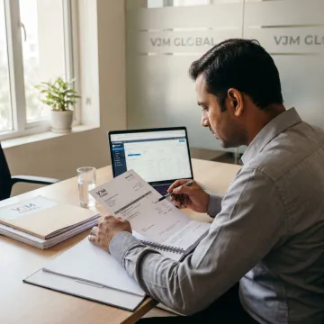 Accountant organizing photography business records