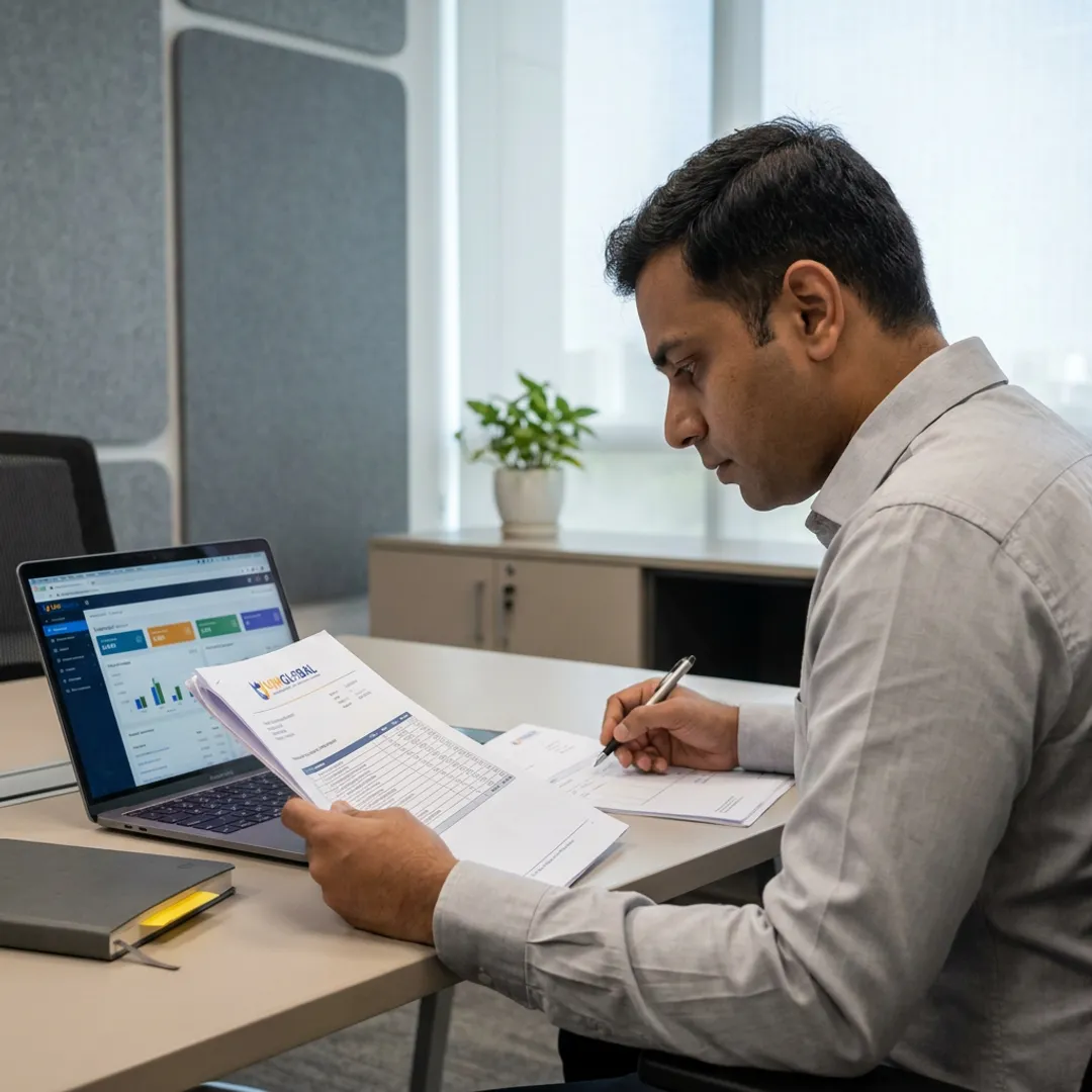 Construction CPA reviewing contractor financial reports