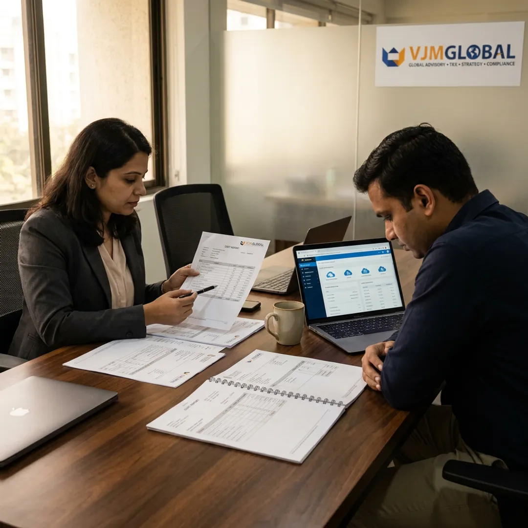 Manufacturing bookkeeping team reviewing financial reports