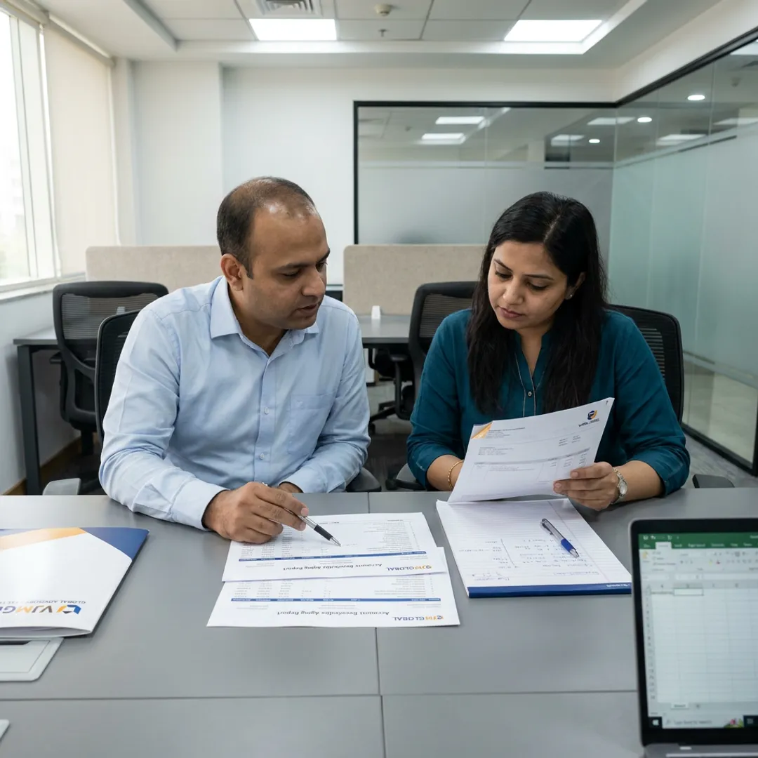 Team reviewing outsourced receivables workflow
