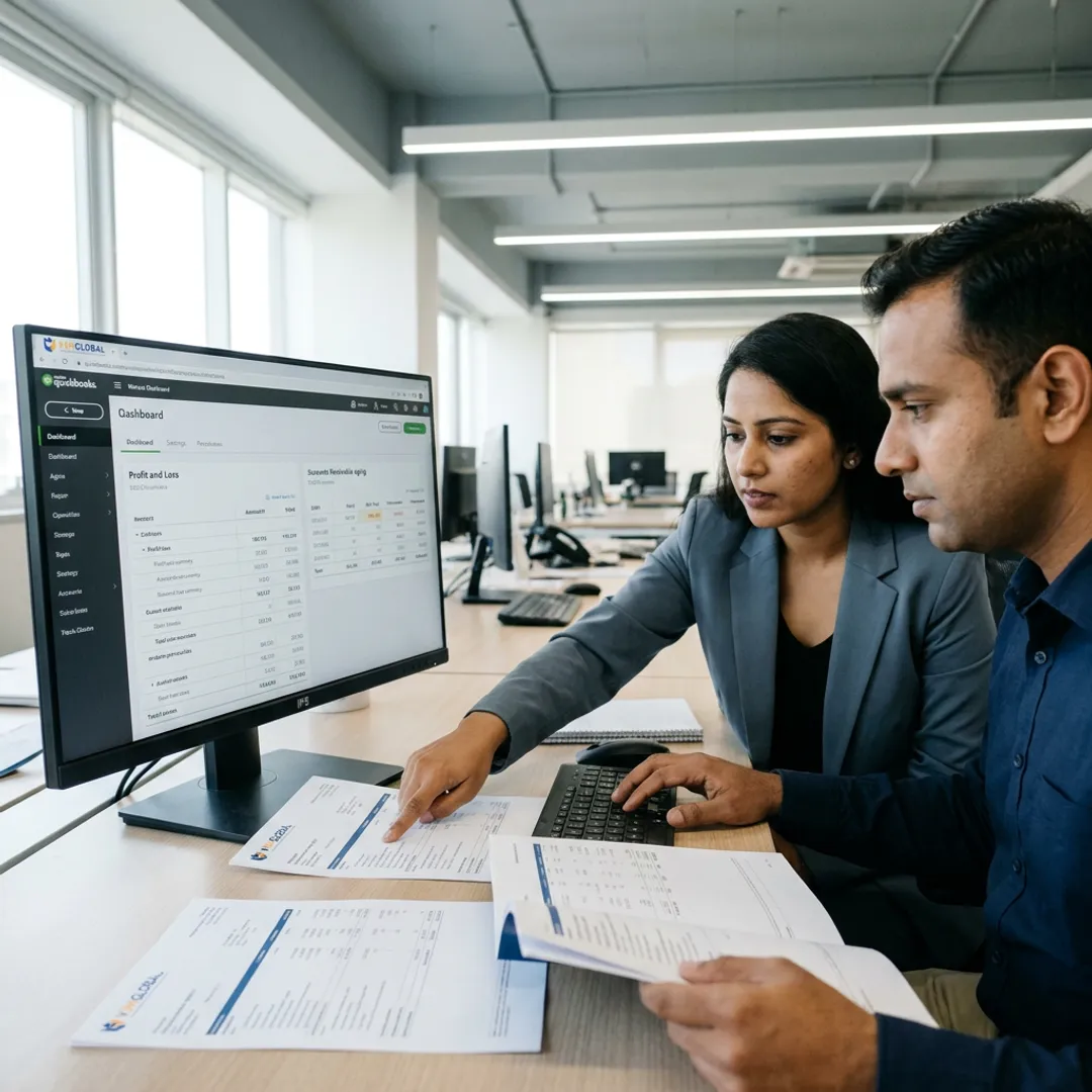 QuickBooks accounting professionals working on financial reports