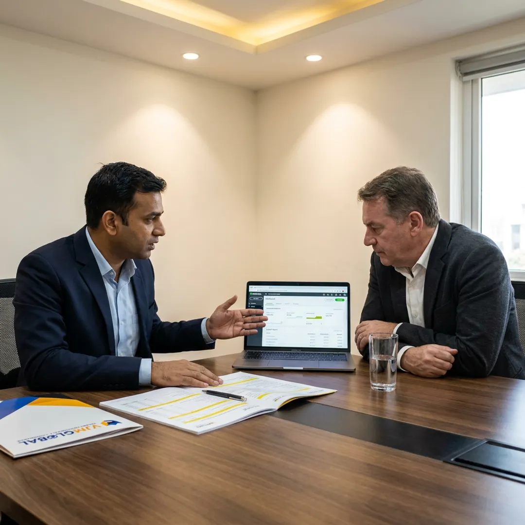 Accountant reviewing QuickBooks reports with a business client