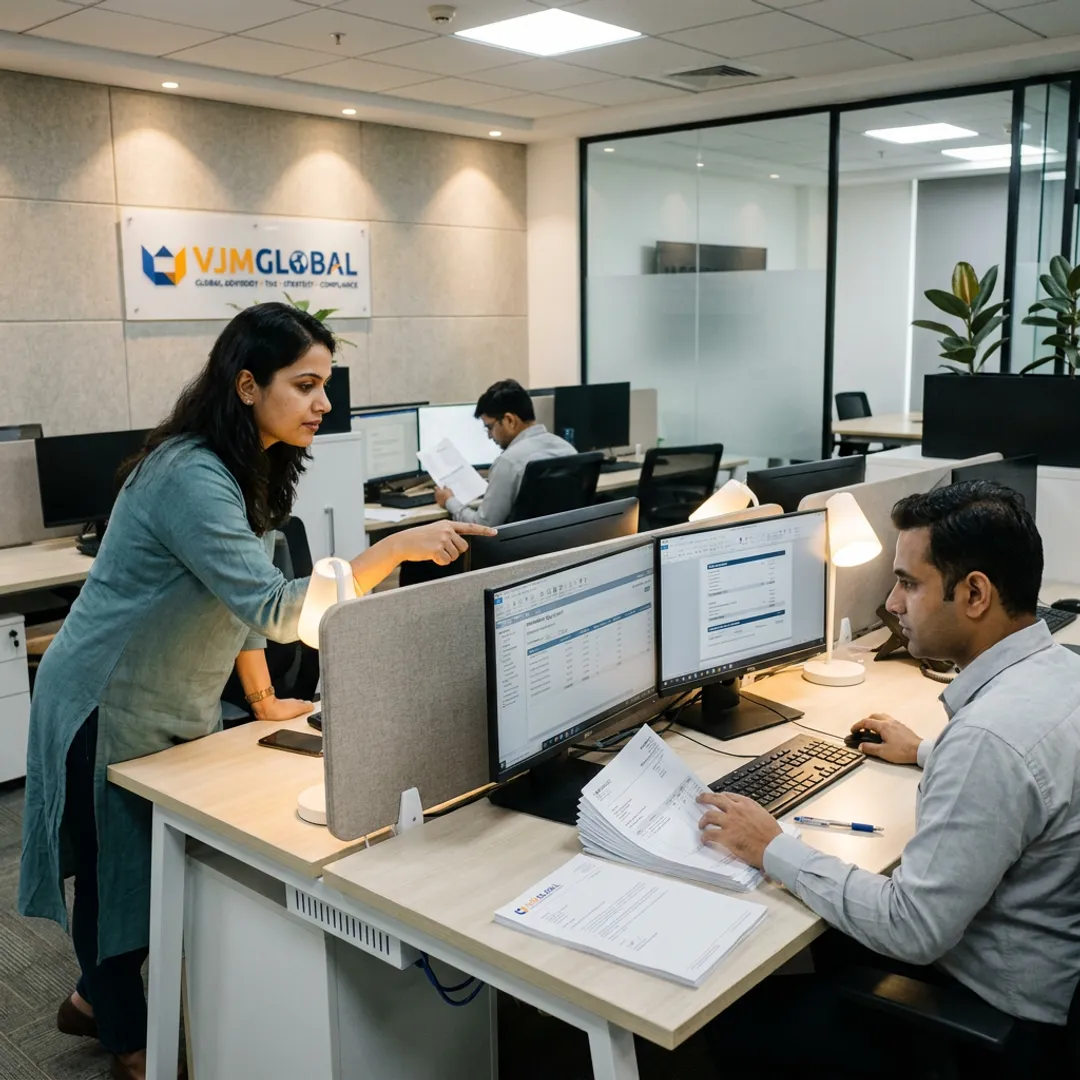 Accountants managing wholesale invoices and tax reports