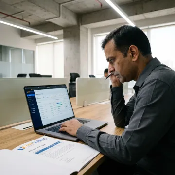 Accountant configuring cloud accounting software
