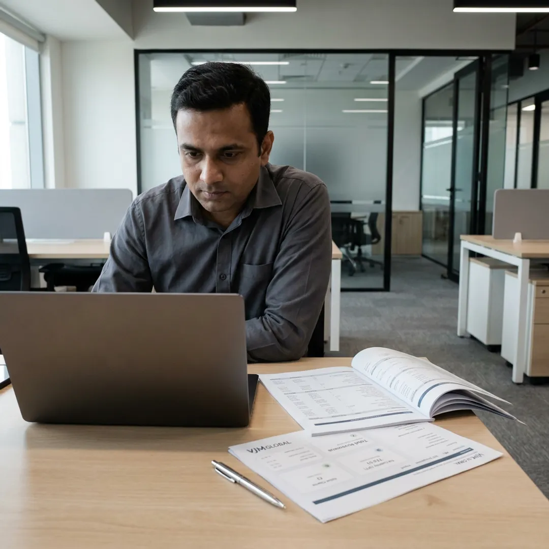 Gym owner reviewing accounting software dashboard
