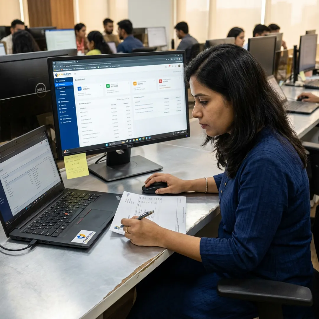 Payroll specialist managing accounting software