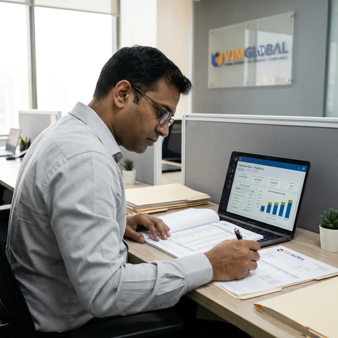 Bookkeeper reviewing veterinary clinic reports