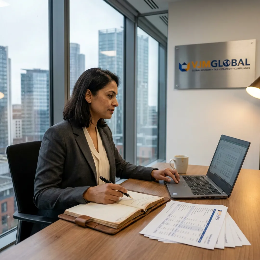 Accountant reviewing financial reports in a Birmingham office