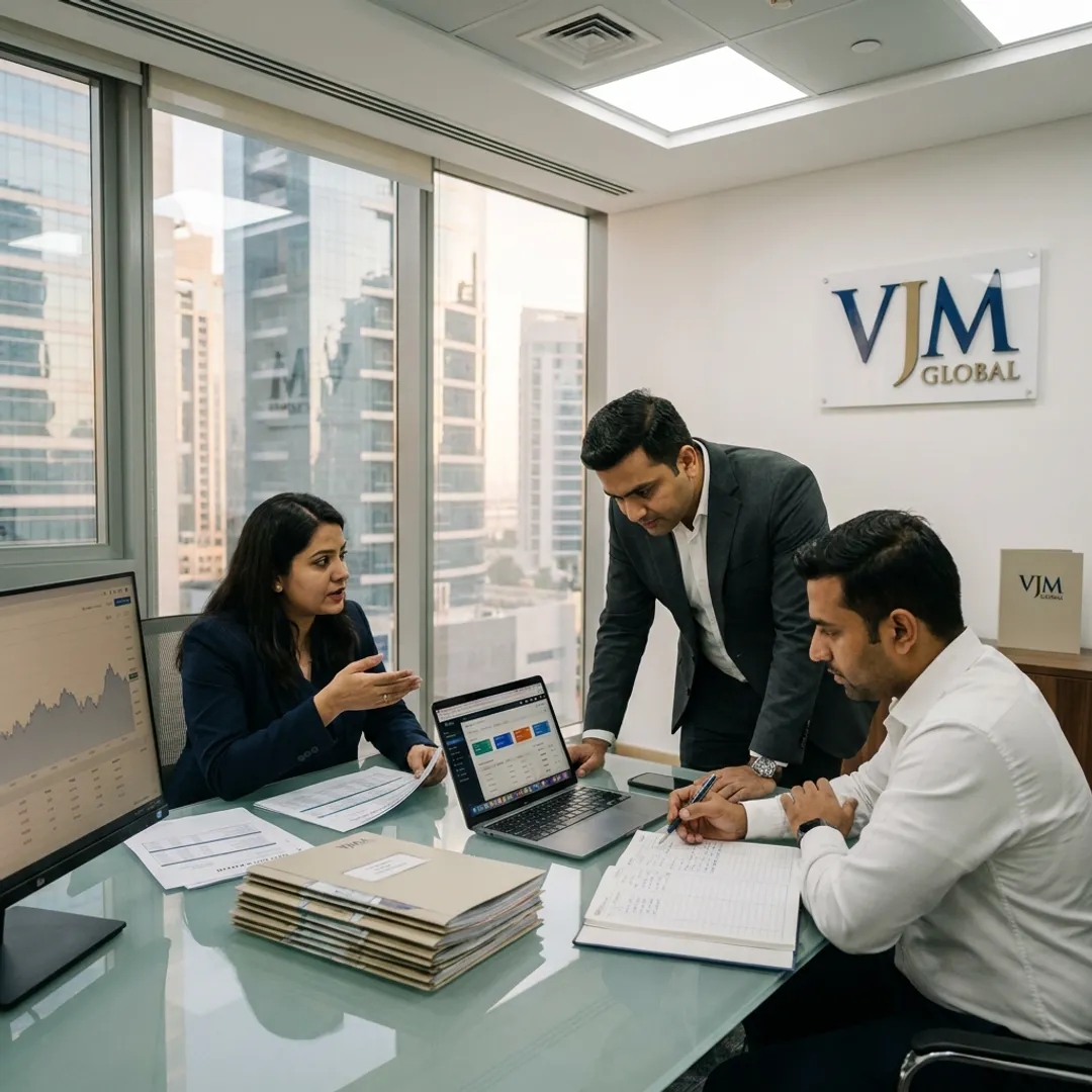 Accounting professionals reviewing financial reports