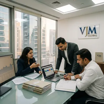 Accounting professionals reviewing financial reports