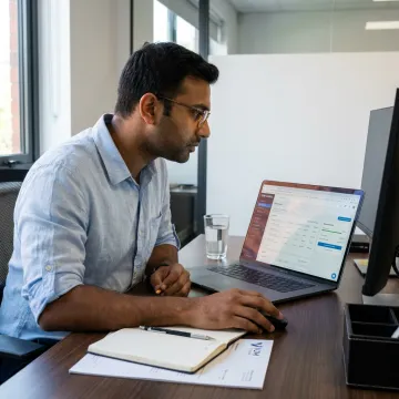 Cloud accounting reports and invoices on a laptop