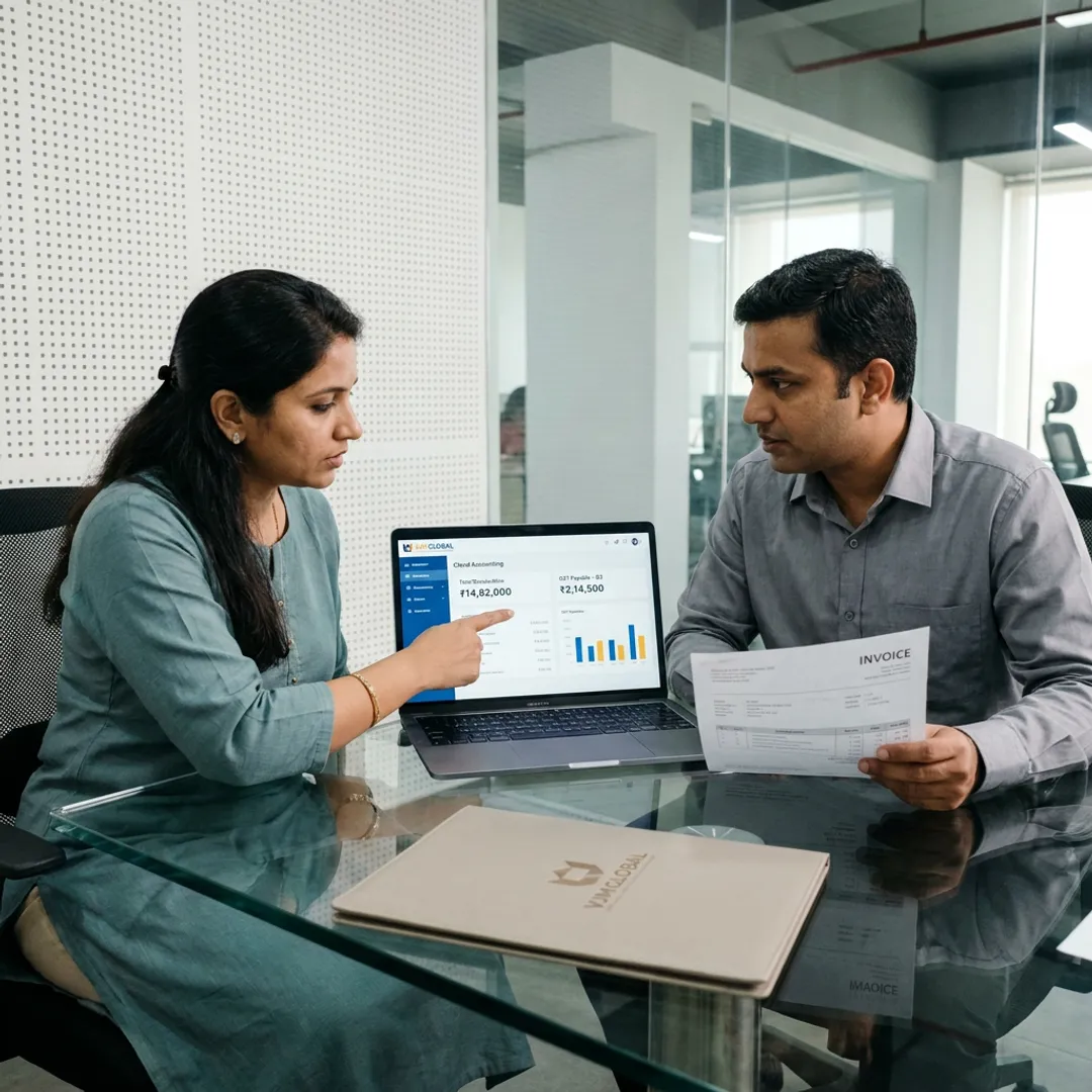 Accounting team reviewing Singapore business financial reports