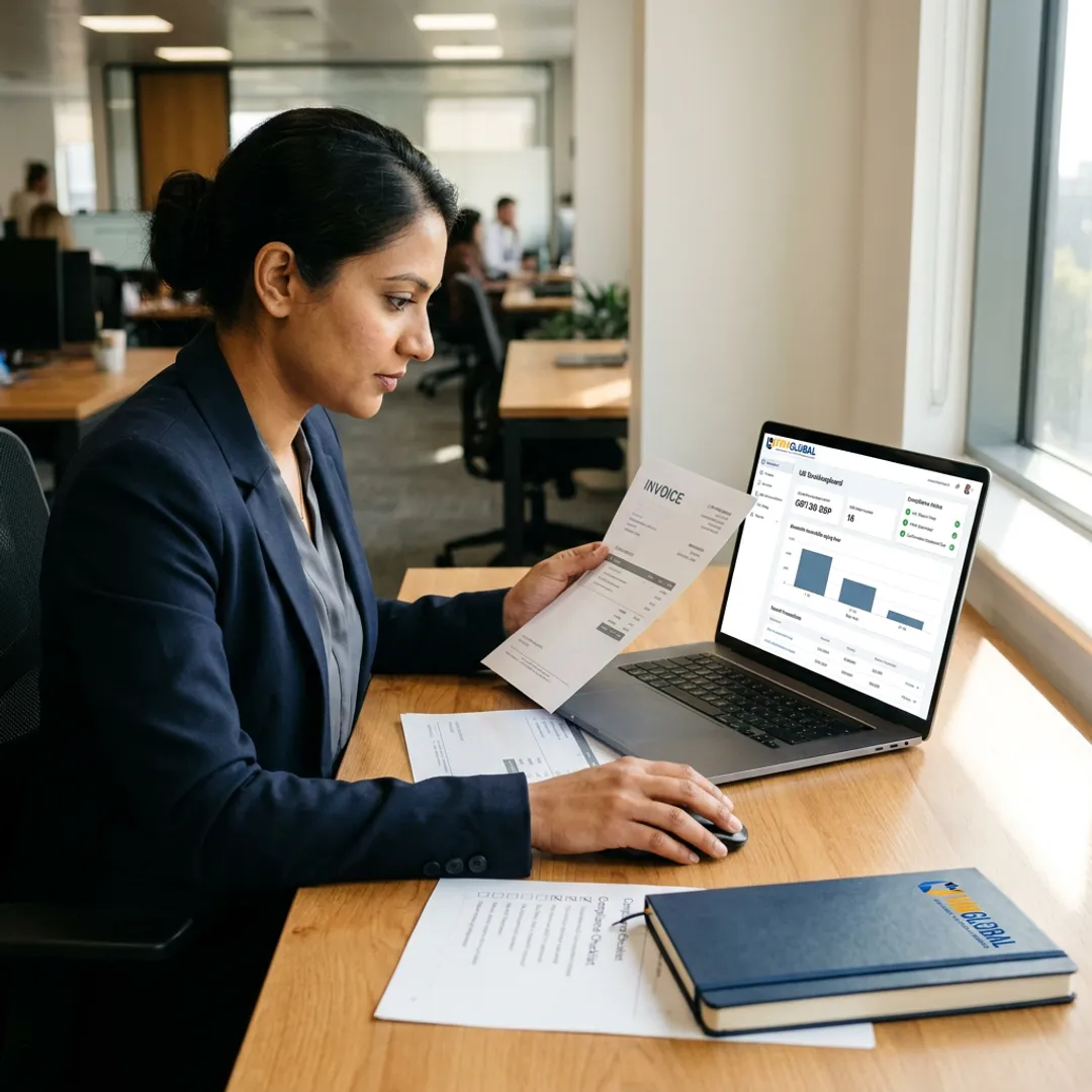 UK bookkeeping and compliance specialist reviewing accounts