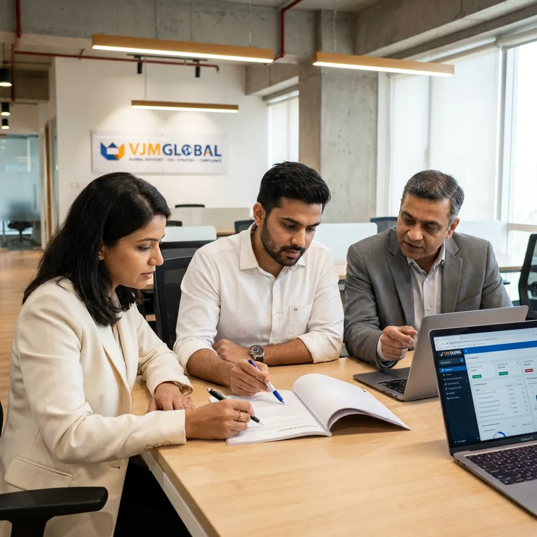 Audit outsourcing team reviewing financial reports