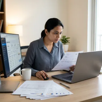Remote accountant preparing bookkeeping reports