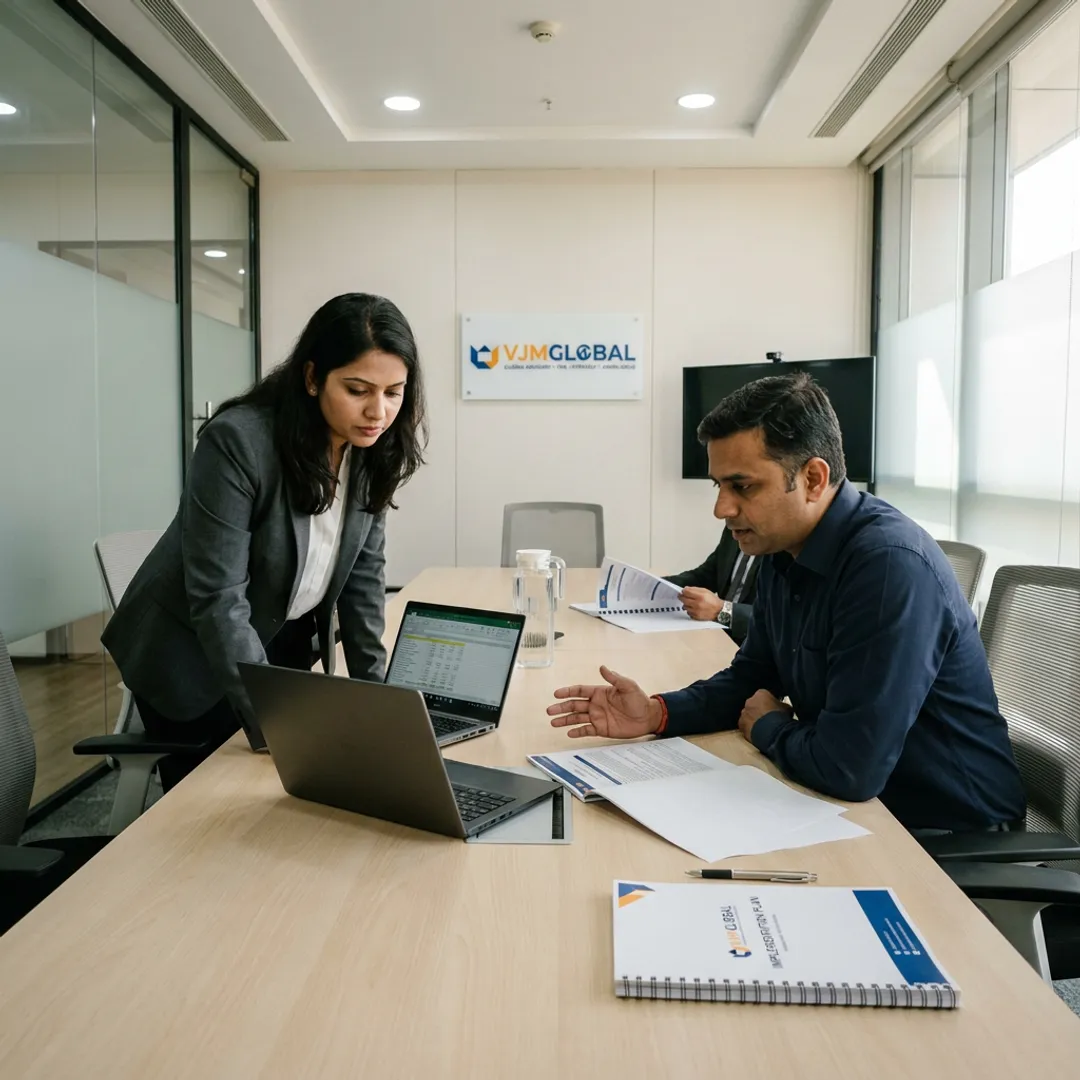 Consultants reviewing SAP implementation plans