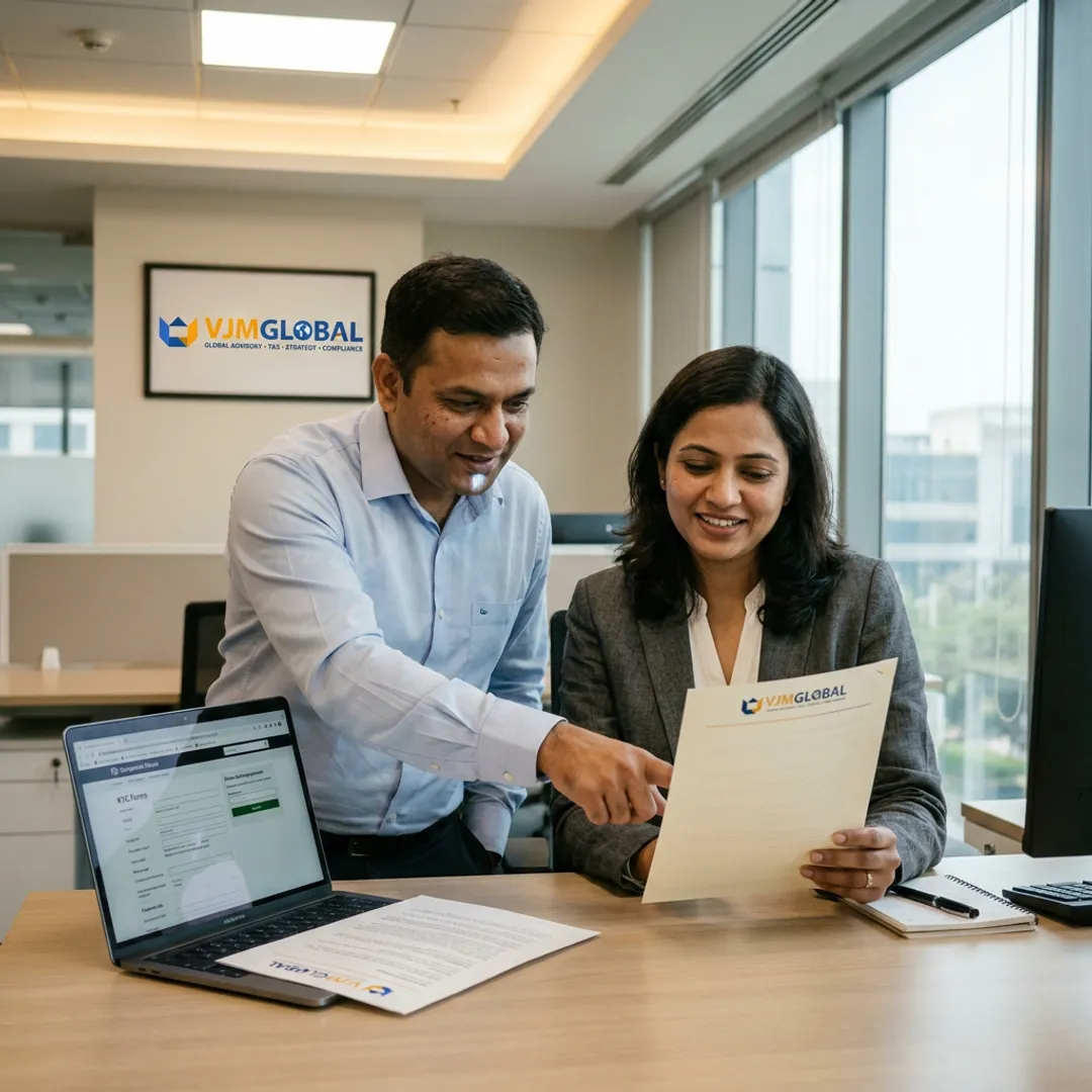 Advisor reviewing UK bank account documents with client