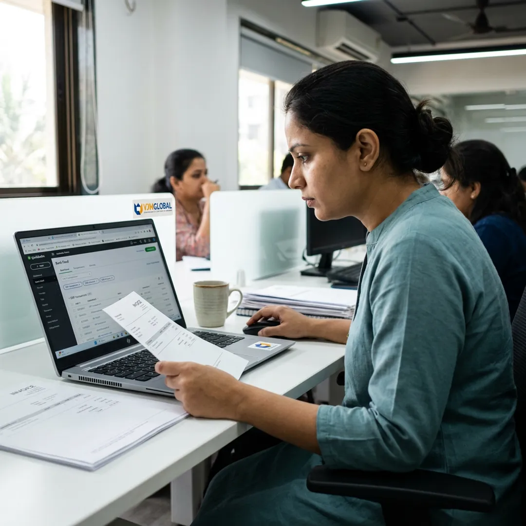 Accountant managing QuickBooks cloud bookkeeping for a UK business
