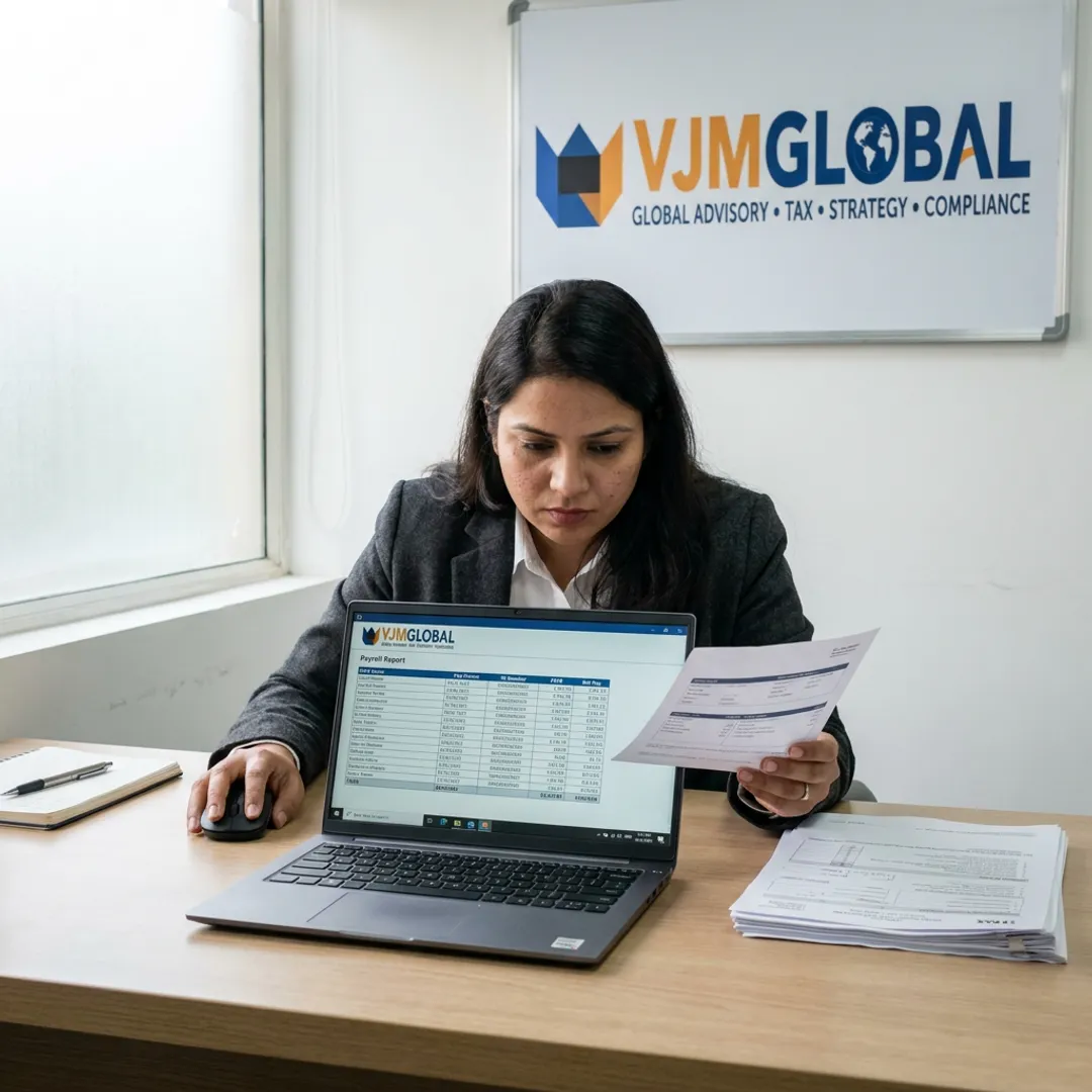 Healthcare payroll specialist reviewing UK payroll records