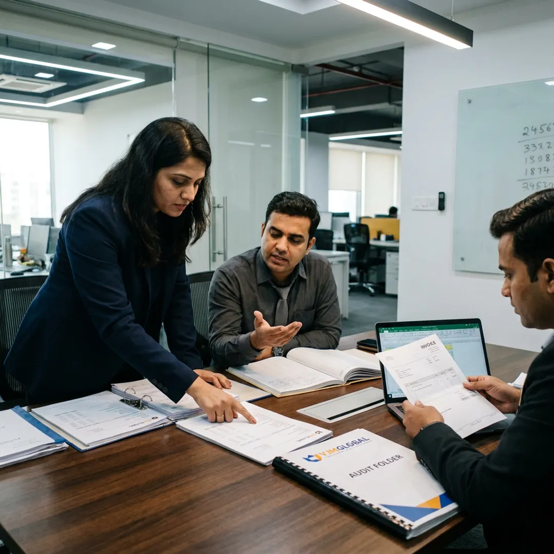 Audit team reviewing company financial records