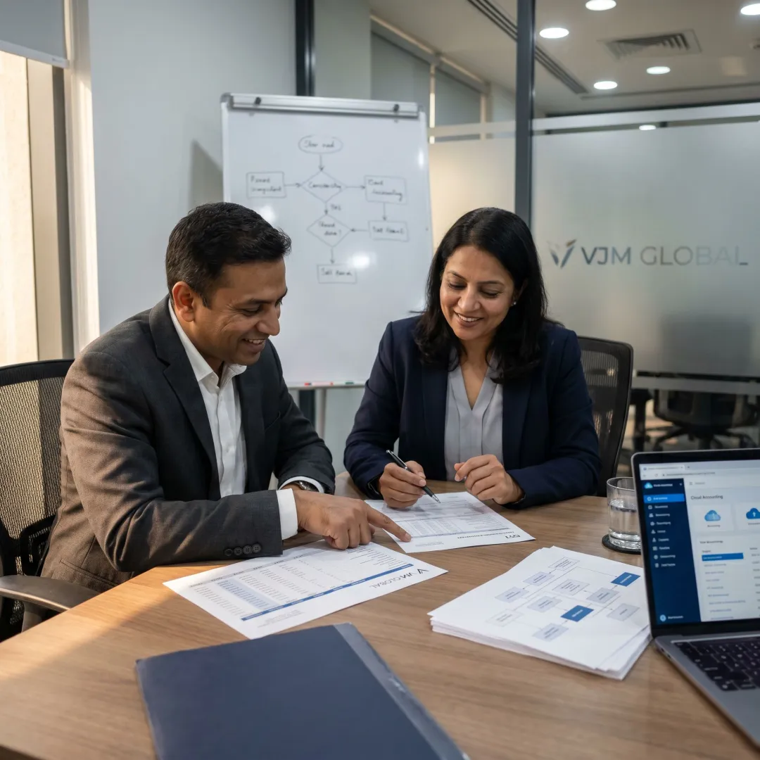 Consultants reviewing ERP implementation workflow