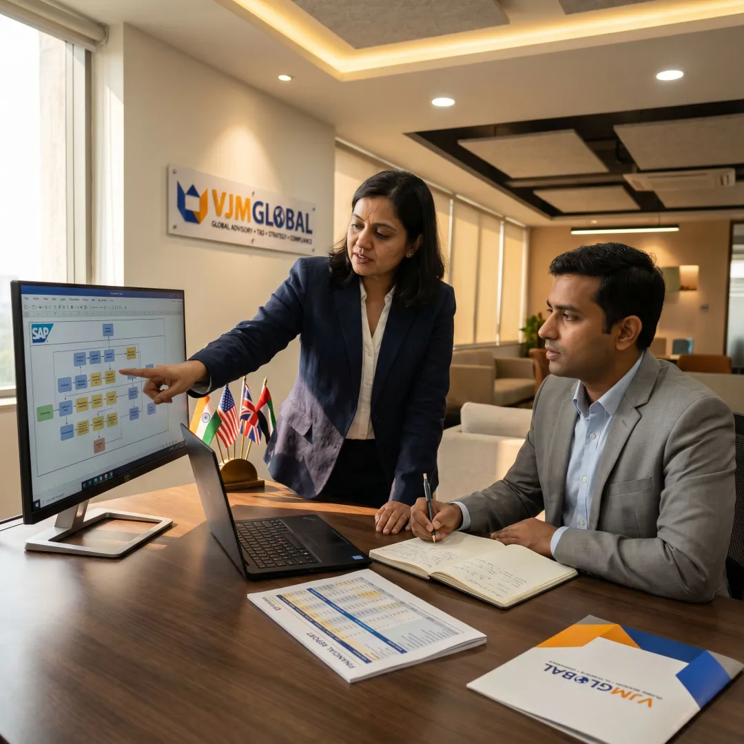 Consultants reviewing SAP implementation workflow