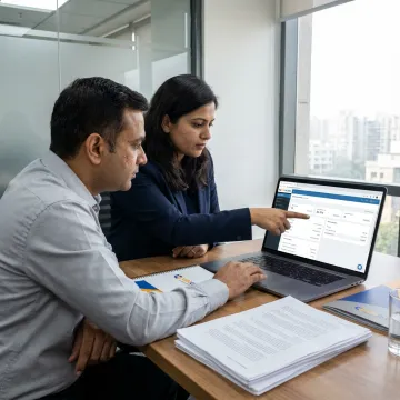 Accounting team reviewing cloud financial reports