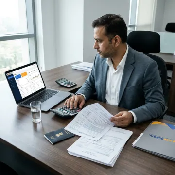 Tax advisor reviewing expat tax documents