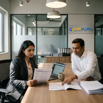 Tax professionals reviewing compliance workflow