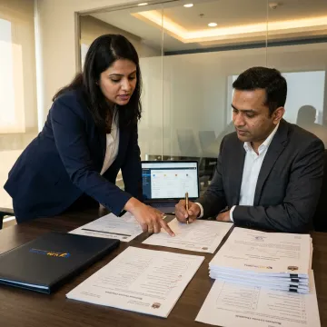 Business advisors reviewing UAE mainland company setup documents