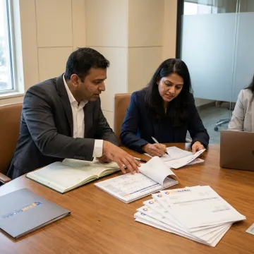 Consultants reviewing Saudi corporate tax documents