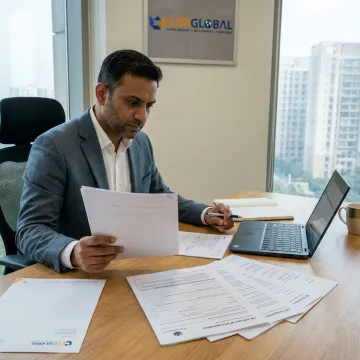 Consultant reviewing company formation documents