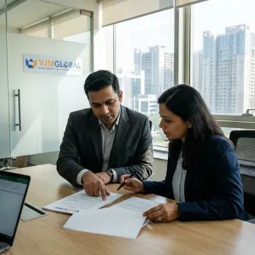Consultants reviewing Dubai business setup documents