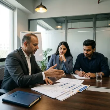 Advisor guiding startup founders through business setup documents