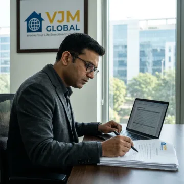 Advisor reviewing offshore company documents