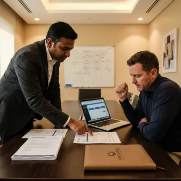 Advisor explaining Ajman Free Zone setup process