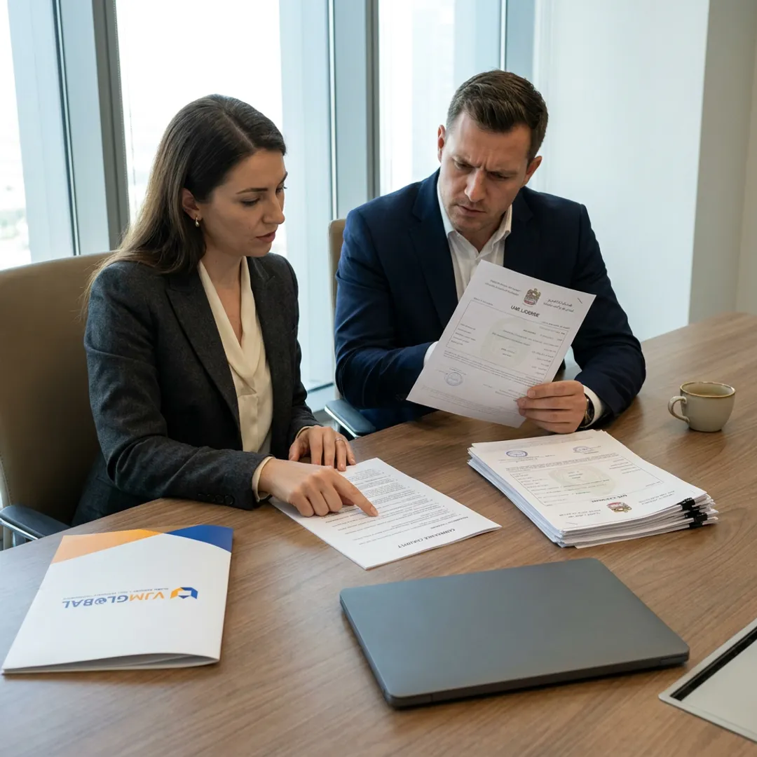 Consultants reviewing company formation documents