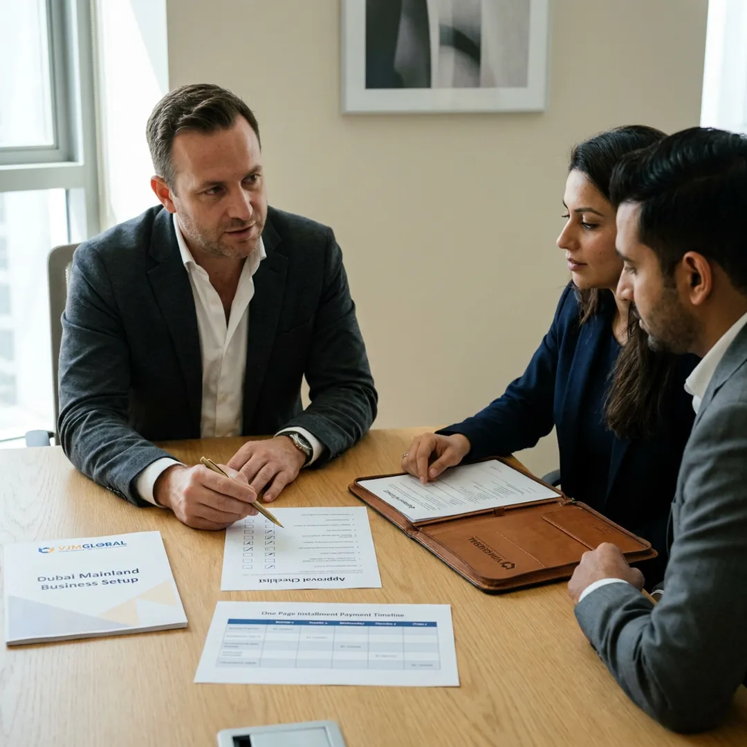 Advisor reviewing Dubai company setup process